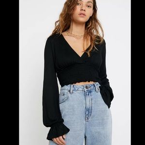 UO Taran Smocked Surplus Top